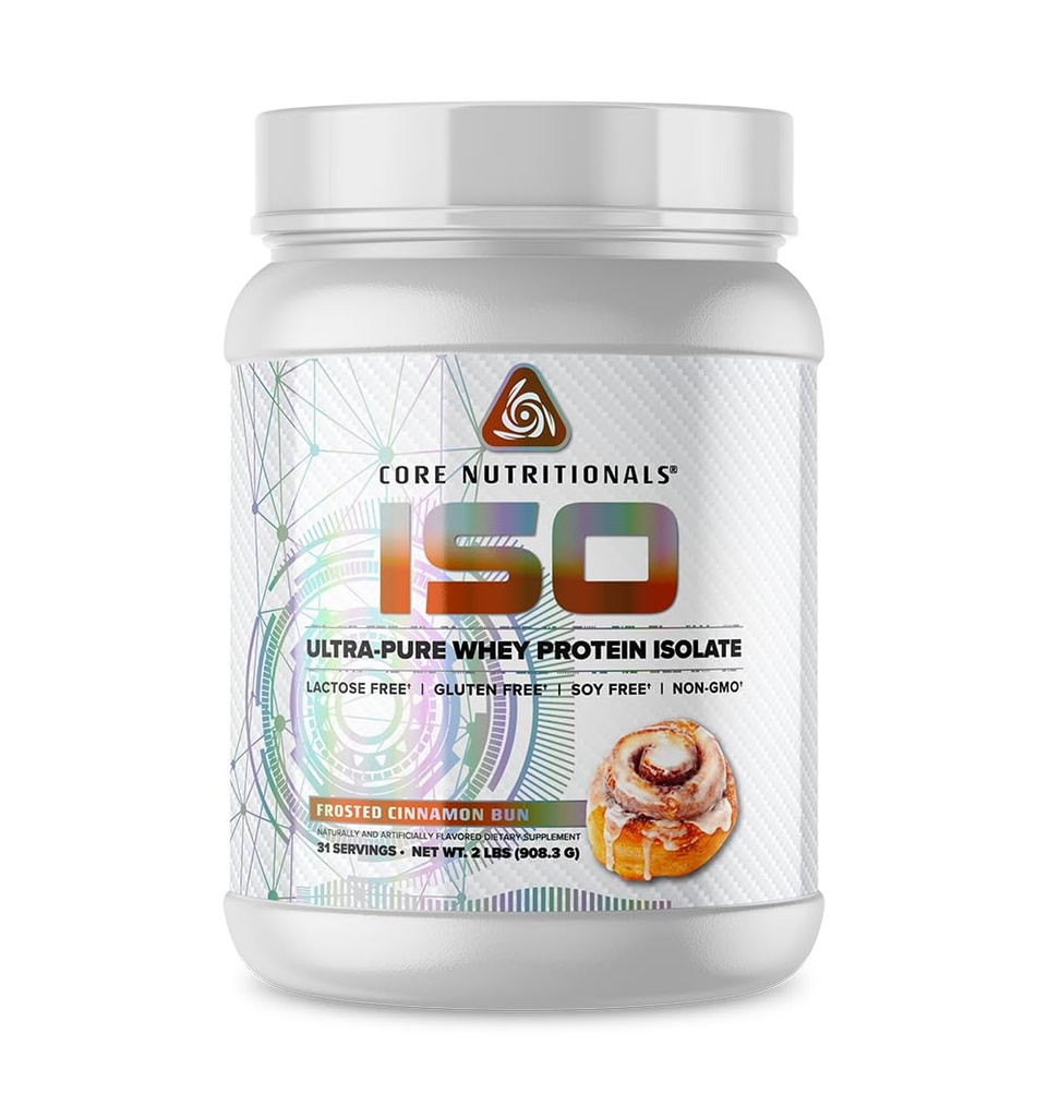 核心营养素 Iso Whey蛋白 蛋白质隔离 QQ 乳糖, Gluten, & Soy Free 100% 微过滤,冷压 25g 蛋白 → 2 磅(冻肉桂包)