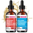 Collagen Mojo 液态Collagen Peptides with Sea Moss, Burdock root & Bladderwrack + 液态Collagen Peptides with Ashwagandha, 长老莓 & L-Theanine 等