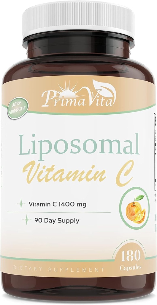 Liposomal维生素C 1400mg Capsules, 免疫支持补充,高吸收维生素和抗氧化剂 脂肪溶性维生素C补充(180 Capsules)