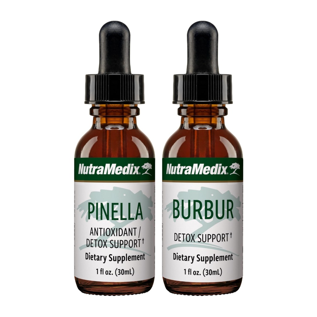 NutraMedix 解毒支持套装 - 清理和解毒支持套装液滴和Occassional Brain Fog - Pinella Anise Drops & Burbur 健康解毒提取(2个伯爵,1个奥兹)