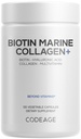 Biotin Marine Collagen Peptides - 野生捕捉海洋Collagen类型I & III, Biotin, 维生素C & E, Hyaluronic Acid, 氨基酸, 水果和草药混合物, 非GMO - 120 Capsules