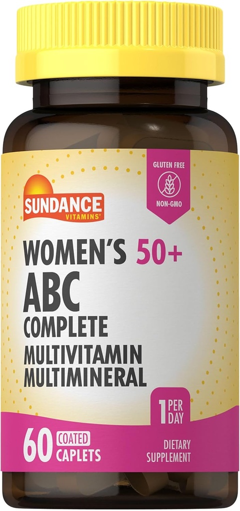Sundance Women's 50+ ABC complete multivitamin QQ60 Caplets 配有多矿方 QQ 非GMO 和 Gluten 免费补充