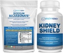 有机碳酸钠 Alkaline 补充箱:2LB Alkalinity,酸中和肾支持+120 Caps Kidney Shield 肾健康,清洁和Omega 3支持