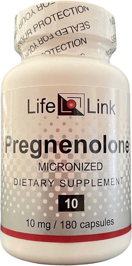 LifeLink Pregnenolone → 10mg x 180 Capsules → Immune System Support, Anti-Age, Memory, 认知 → Gluten Free & Non-GMO → 制造于美国