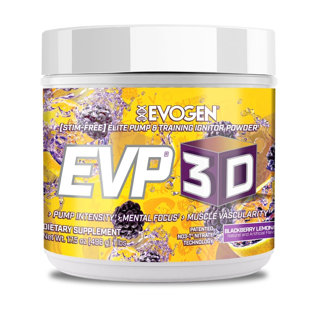 Evogen EVP-3D 极端工作前泵 Ignitor, Arginine Nitrate, Citrulline, Beta-Alanine, Lions Mane → BlackBerry Lemonade → 40 服务