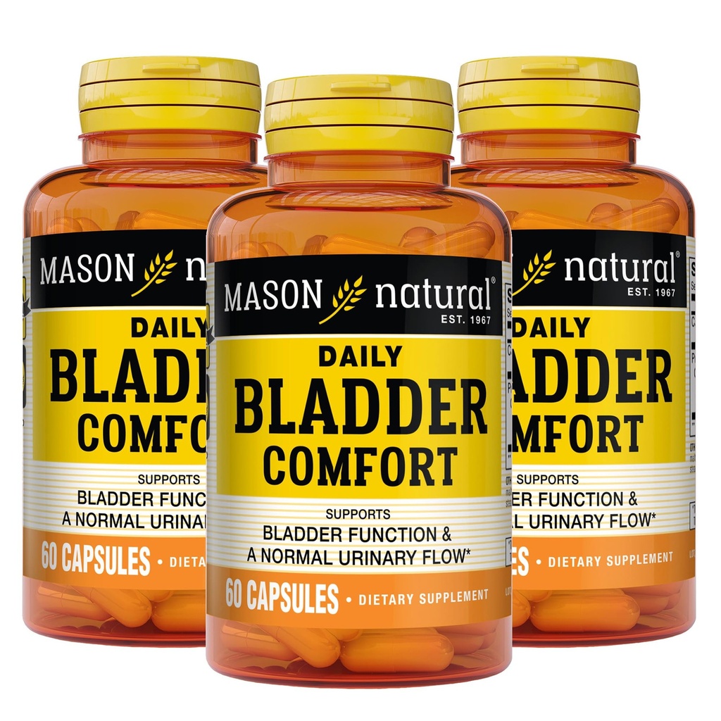 Mason Natural Daily Bladder Comfort, 30, Day Supplement, 配有钙, 南瓜种子, 以及 Soy Germ 支持正常的Bladder 函数, 60 Capsules (Pack of 3)