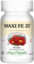 Maxi 健康铁对女性和男性的补充 - Gentle Iron 25 mg for the Tommach - 非便秘 * 药剂 - Kosher - 非转基因O - 蔬菜(100块)