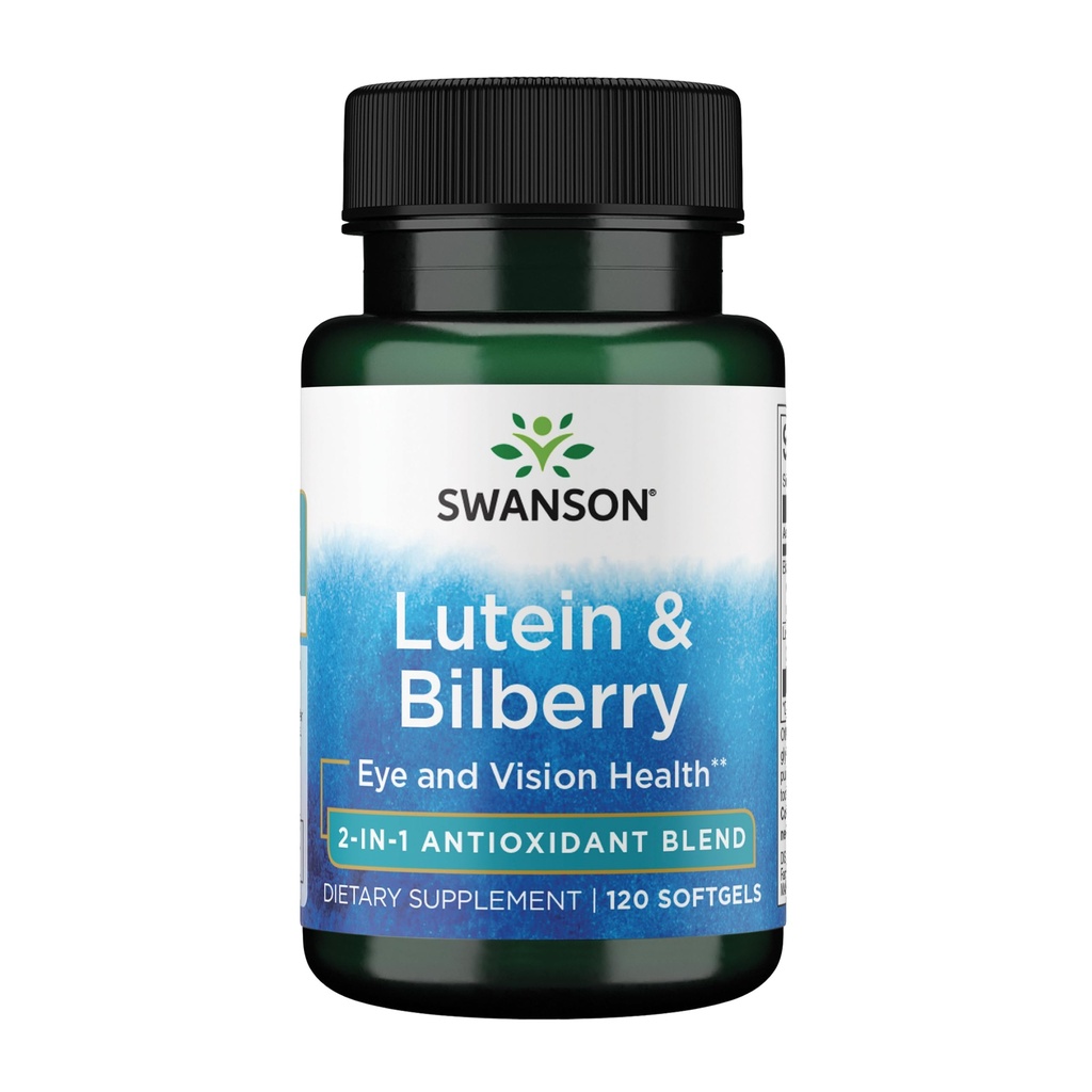 Swanson 标准化Lutein & Bilberry - 促进眼光和眼健康自然补充 - 帮助减少眼光和眼质的公式 - (120软胶)