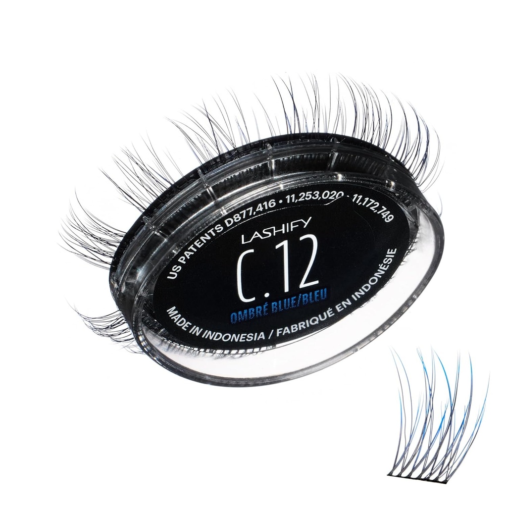 Lashify Curl 12mm Gossamer Eylash 扩展重填 Ombre Blue, 简单 DIY False Lashes 用于自然外观