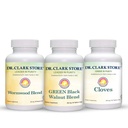 Clark Store Intestine Support & Cleanse Kit 博士 - 带有冻死绿色的黑胡桃壳壳, Wormwood, 和 Cloves- helps 维护优化的肠道功能 - 蔬菜笼盖