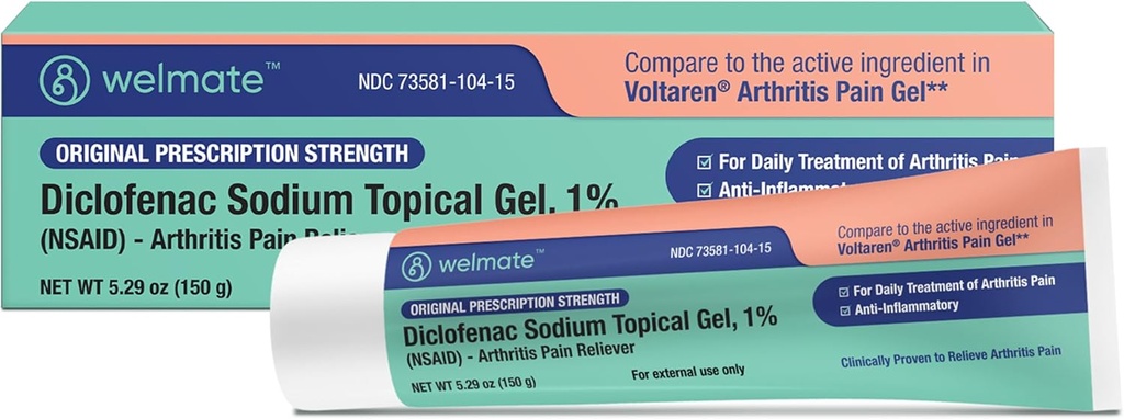 WELMATE - Diclofenac Sodium Trimeal Gel 1% (5.29 oz) - 关节炎 疼痛解脱和流动援助 - 疼痛救济