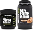 单水合核酸(NutraBio Creatine Monohydrate),无氟酸,150g和Whey蛋白溶液,肉桂糖甜甜圈,补充包-肌肉能源,精液肌肉生长,恢复和强力