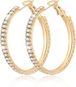 大925 Sterling Silver Hoop Earrings for Women Pave Crystal 14k Plated Gold Hoops Earrings for Womens 细小火花立体Zirconia 声明 莱茵斯通珠宝 不塔尼什假药