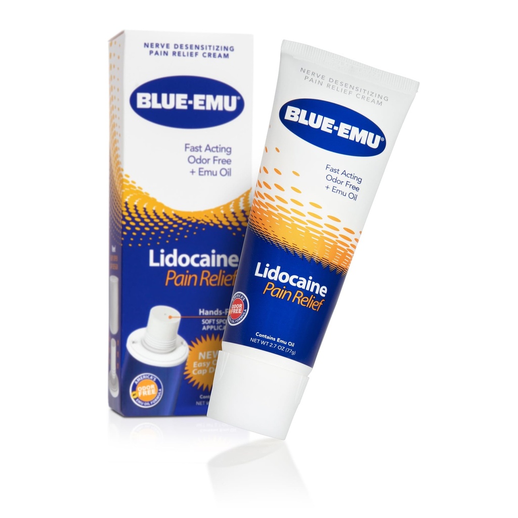 BLUE-EMU Lidocaine 减痛奶油,用于快速、增益救济,2.7 Oz, 1 Pack