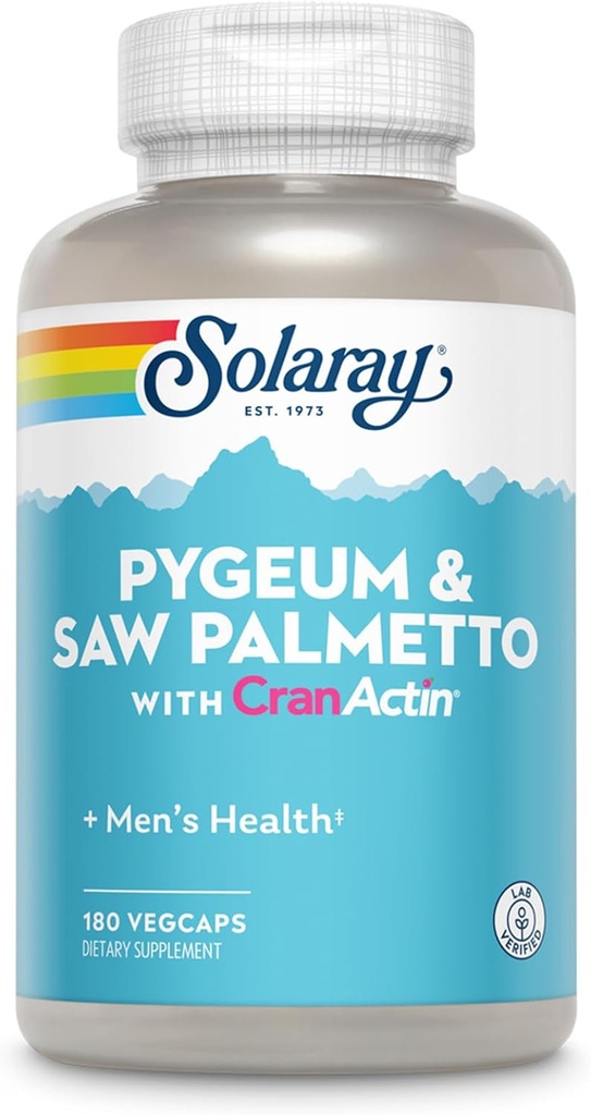 Solaray Pygeum 和 Saw Palmetto 与 Cranactin 补编, 180 计数