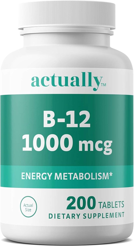 实际上维生素B12 1000mcg 平板电脑200cmt 成人能量代谢,200日供应,200计数