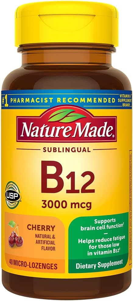 自然制作维生素B-12 3000 MCG 亚语言,40个计数(3包)