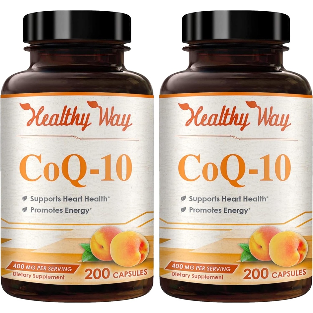 Coenzyme Q10 400mg CoQ10 Supplement - Once Daily Coq 10 400mg Powder Capsules for Healthy Heart Antioxidant and Energy Support - Non-GMO Quick Absorption Ubiquinone Q10 Coenzyme (200 Servings)