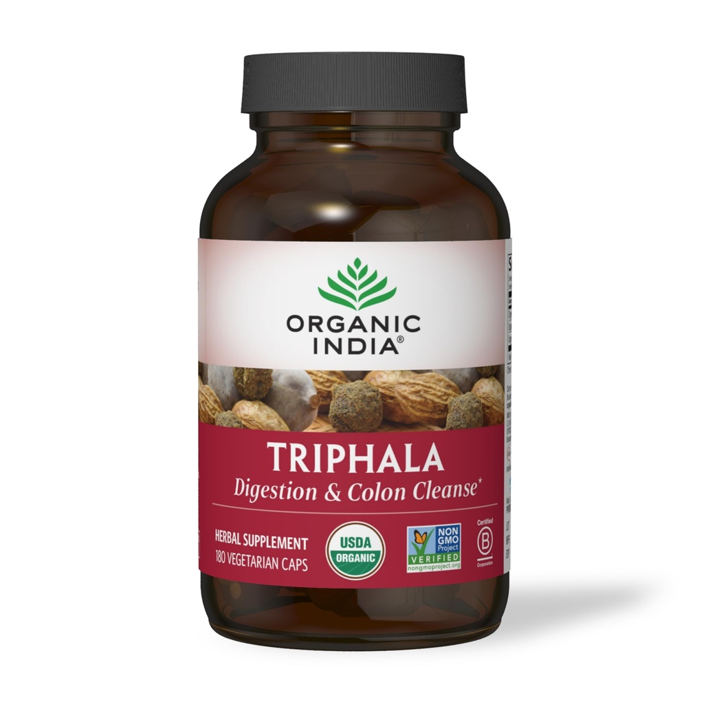 ORGANIC INDIA Triphala Capsules 有机 - 配有阿姆拉,比比希塔基,哈里塔基,文摘和殖民地支持,Immune系统支持,适配体,维冈,USDA认证有机体 - 180 Capsules