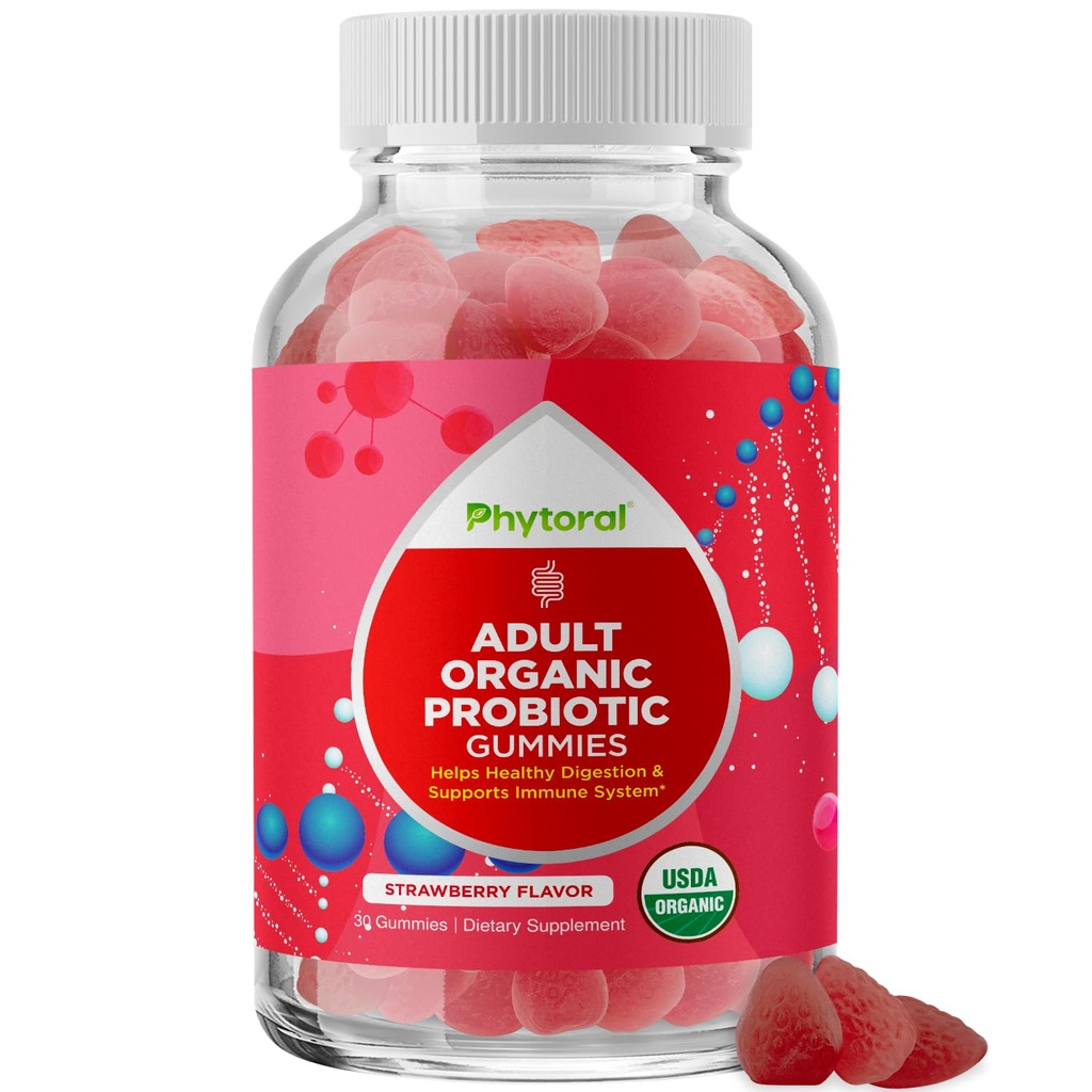Healthy Gut Probiotic Gummies for Adults - Organic Probiotics for Gut Health Upset Stomach Relief and Immune Support - Digestive Health Chewable Probiotic Gummies for Women and Men - 5 Billion CFU
