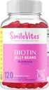 Heartland Pharma Biotin 10,000 MGC Jelly Beans | Hair, Skin & Nails Support | Vegan, Gluten-Free, Non-GMO & Kosher Friendly | Strawberry Flavor | 120 Count