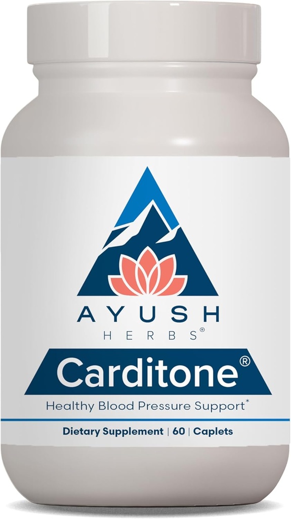 Ayush Herbs Carditone - 女性和男性的自然心脏健康补充,BP公式,与劳沃尔菲亚,阿尔朱纳,卡尔西乌姆和镁的全心支持——60个蔬菜卡普莱特(1个伯爵)