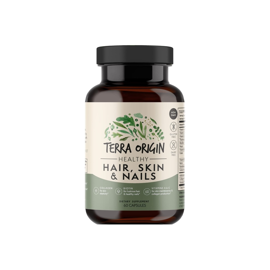 TERRA 原生健康头发,皮肤和钉子 补充 QQ Collagen, Biotin, 马尾和B-Complex + 支持头发强度,皮肤弹性和钉子生长 + 男女维生素 → 60卡普尔
