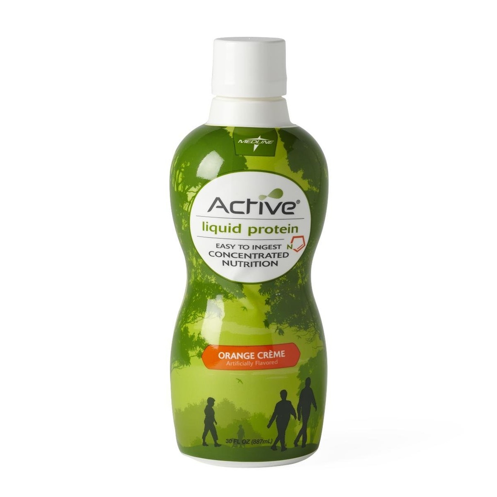 Medline Active Liquid 蛋白营养补充剂 橙汁 高蛋白靴 32 oz. 装瓶,包4