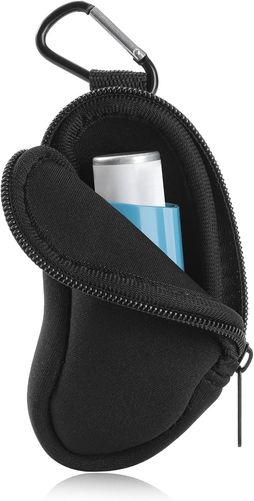 Asthma Inhaler Holder 保护便携式袋 携带者 Neoprene 旅行 吸入器 迷你袋 用于 L-形状 Inhaler, Inhaler 不包括(黑色)
