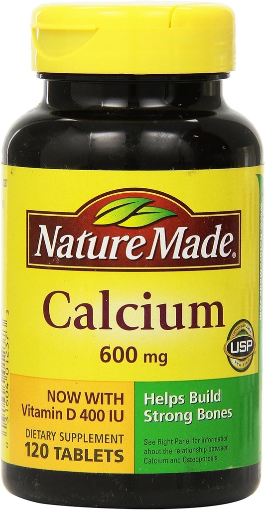 天然制钙 600 mg,配有维生素D3用于免疫支持,平板电脑,60个计数,帮助支持骨强(包3)