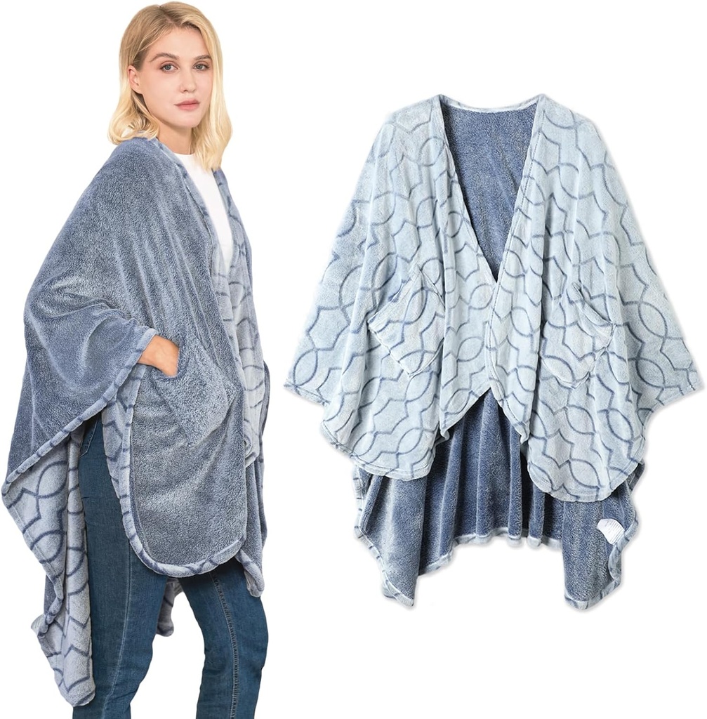 Bcareself 双侧可穿戴布蘭克特 Ultra Soft Flannel Shawl 布蘭克特 反式布蘭克特 配Pockets 男女