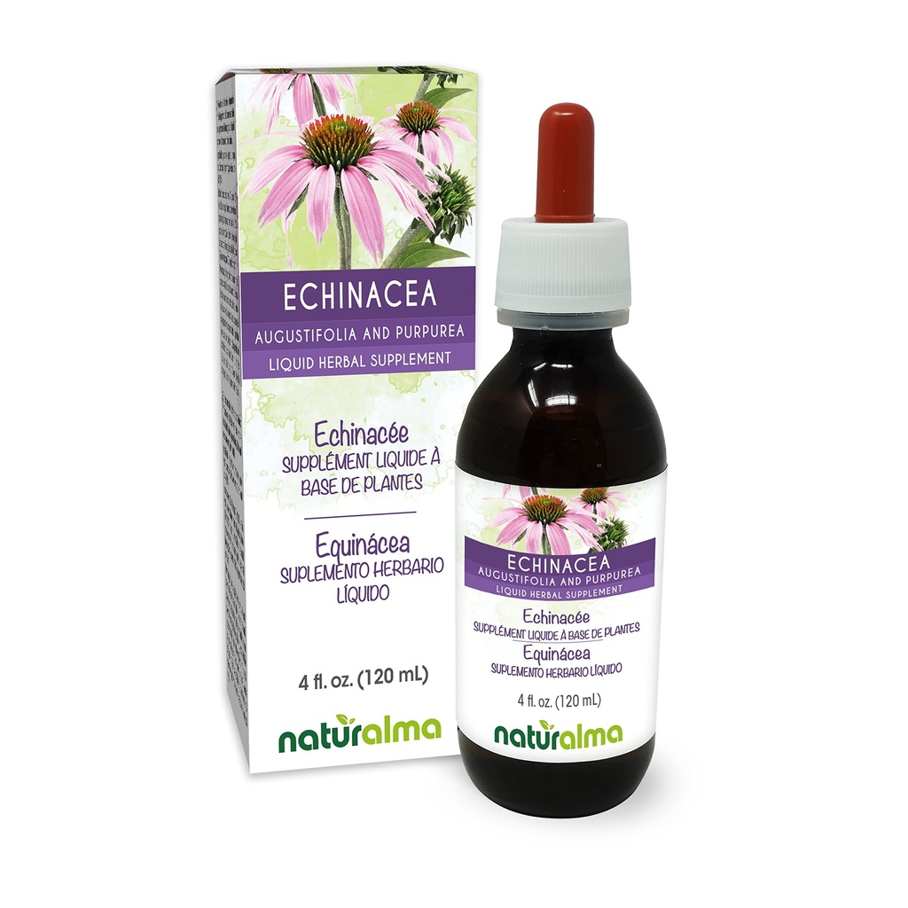 Naturalma Echinacea (Echinacea angustifolia and purpurea) 根和草无酒精丁香 - 4 fl oz 滴水液提取 - 草药补充 - 维加恩
