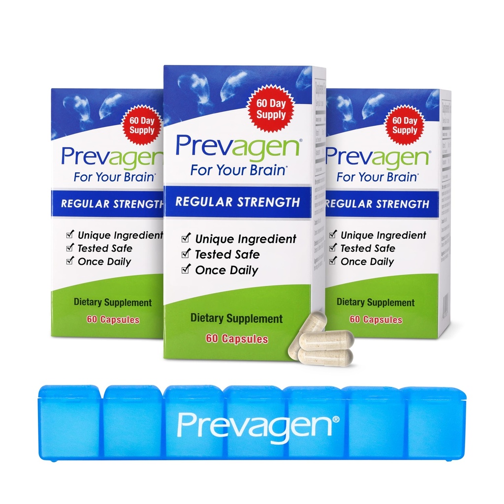 Prevagen regular strong - 180 capsules (6个月供应) QQ为你的大脑设计了 + 10毫克 Apoaequorin Plus Vitamin D3 配有 7日药丸 minder