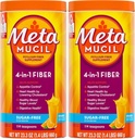 Metamucil, Daily Psyllium Husk 粉末补充剂,无糖粉,4-in-1纤维用于消化健康,橙色火焰饮料,114个茶匙,1.4英镑(包2)