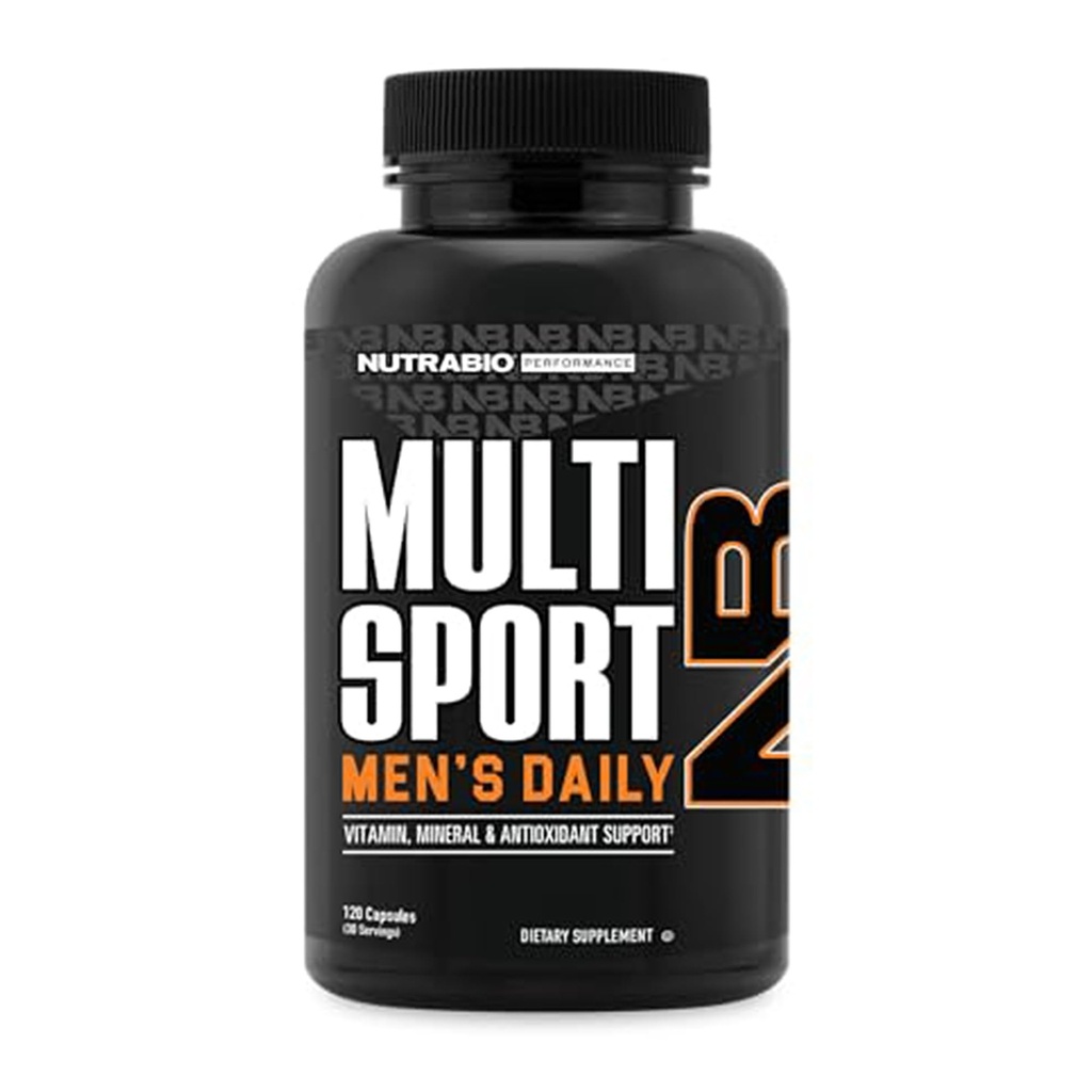 男子的NutraBio多运动----男子多维生素----33种维生素、矿物、微营养素----抗氧化剂中富含物质----支持峰顶运动性能、能源、代谢(120种蔬菜卡普尔)