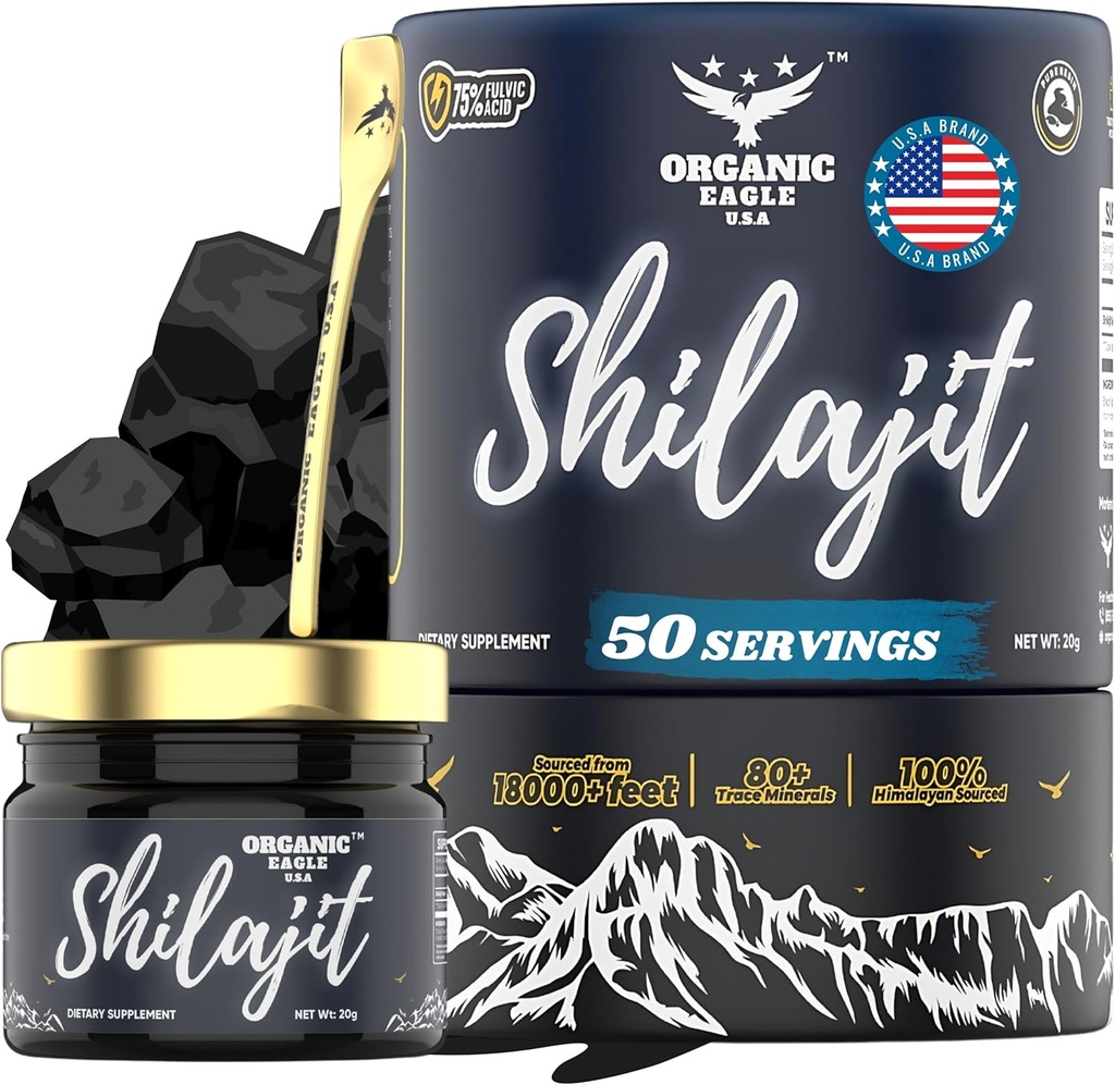喜马拉雅有机物 Shilajit 50 具有80+基本轨迹矿物和75+Fulvic酸的男女自然能源和豁免促进剂 100%纯度 实验室测试报告