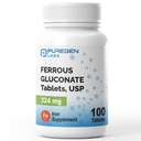 纯天然实验室 Ferrous Gluconate 324 mg [高概率]铁补充剂,胃上的温柔-100片