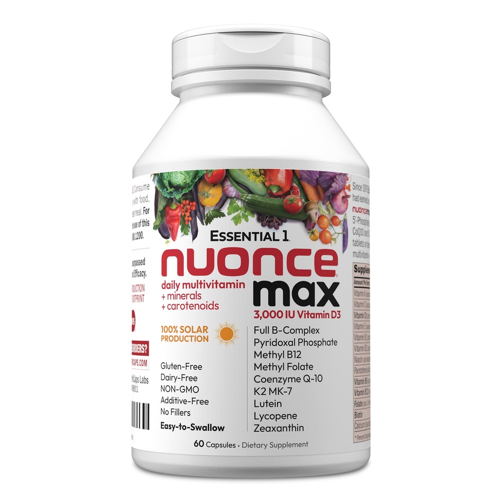 Andrew Lessman 必需-1 nuonce max max multivitamin 3000 IU 维生素D3 60 Small Capsules. 100 mcg Methy B12. CoQ10 卢特因 Lycopene Zeaxanthin. 高潜. 没有附加物。 最高一级日报