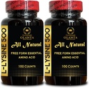 L-LYSINE 补充 氨基 ACIDS - 自由形态 氨基酸 补充 男性 免疫支持 眼功能 呼吸健康 氨基酸维生素 - 2瓶200个计数