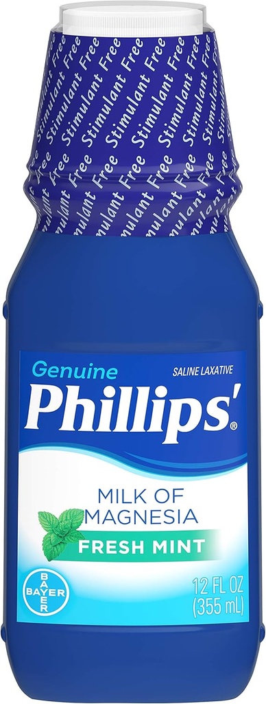 Phillips' Milk of Magnesia Laxative, Fresh Mint, 12 Fl Oz (Pack of 2) (英语).