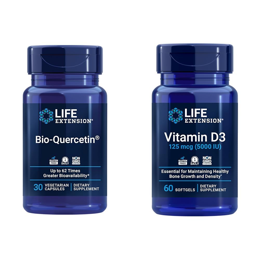 生命延长生物-素钦免疫和心脏健康 抗氧化剂 30 Capsules + 维生素 D3 5000 IU 60 软胶