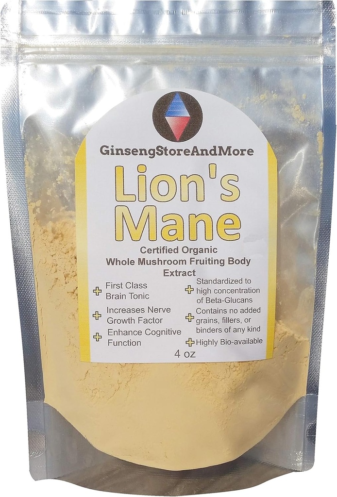 4oz 有机狮子的马恩蘑菇 从Nammex的真蘑菇果实中提取 → >35% Beta-Glucans → β-Glucan Energys → β-Glucan Energys → 心理健康,免疫系统,神经生长外观