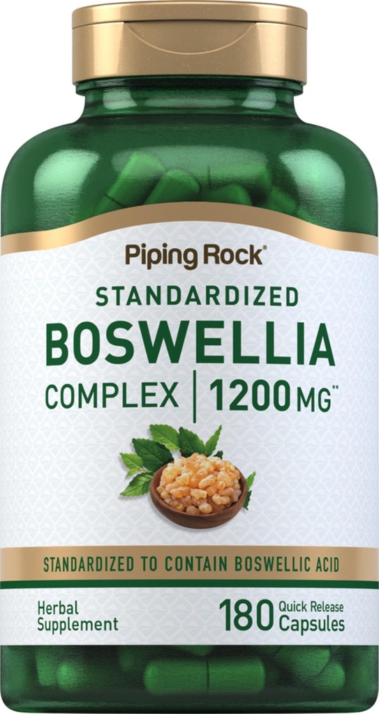 Piping Rock Boswellia Capsules 180 Counter Herbal 补充 + 标准化综合体 → 非GMO, Gluten Free