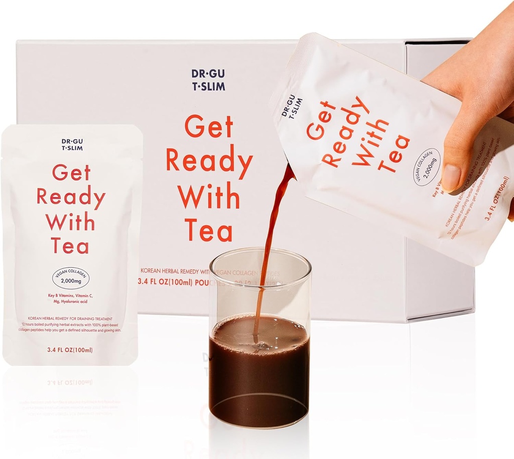 DR.GU T.SLIM 韩式Collagen 补充品 - 混合Berry Taste 韩国Vegan Collagen Peptides 和草药提取液 - 20 packs (1 box) - 您的Go- for Glowing Face - 准备喝茶