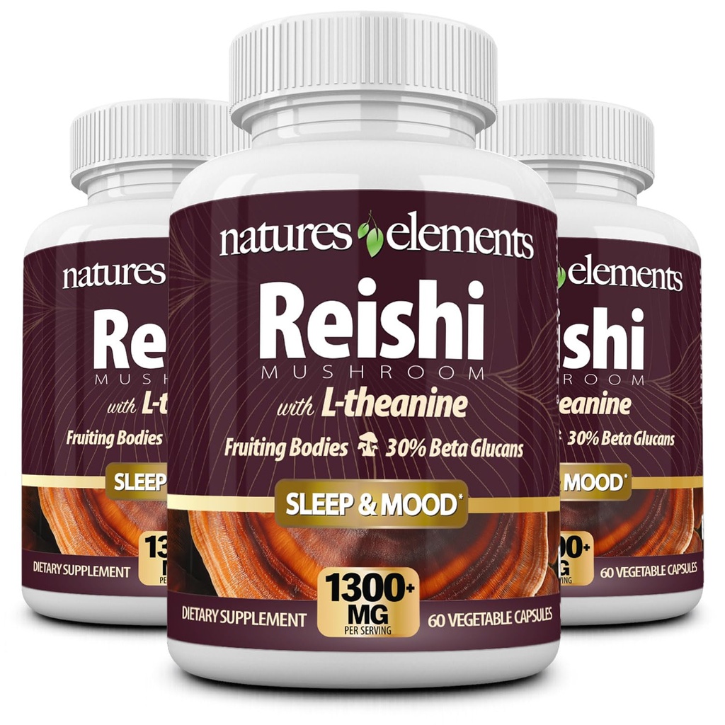 Reishi蘑菇提取 – 10:1 浓度 – 1000mg – 60平板电脑 – 包3 – 免疫支持 – 蔬菜安全 – Gluten Free – Ganoderma Lucidum