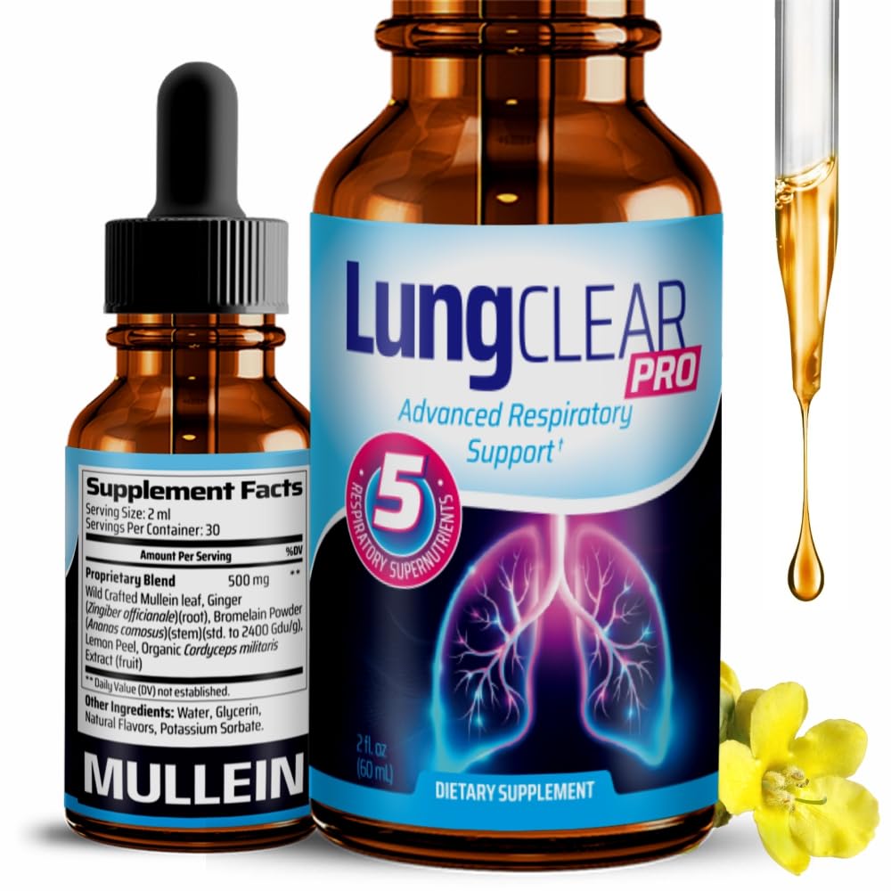 肺部支持补充剂 配有野木兰叶提取剂 肺部和肌肉救济支持 - 2 Fl oz