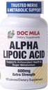 Alpha Lipoic Acid 600mg 120 Caplets - Nerve Sciatica 侧神经病支持 - Gluten Free, Vegan & Non-GMO for 成年人