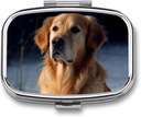 Golden Retriever Pill Box 2 模拟便携式药盒 每日广场药盒组织者 Pocket Purse Daily Medicine Control 持有维他命鱼油旅行礼物