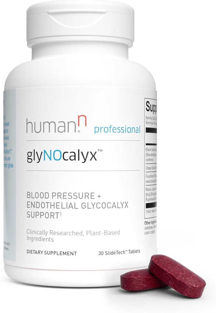 人类甘氨酸(glyNOcalyx)片 - Endothelial Glycocalyx,环流和硝酸盐支持 – 黑蒜,葡萄种子提取,富科迪安-聚合物 – 30 Counter