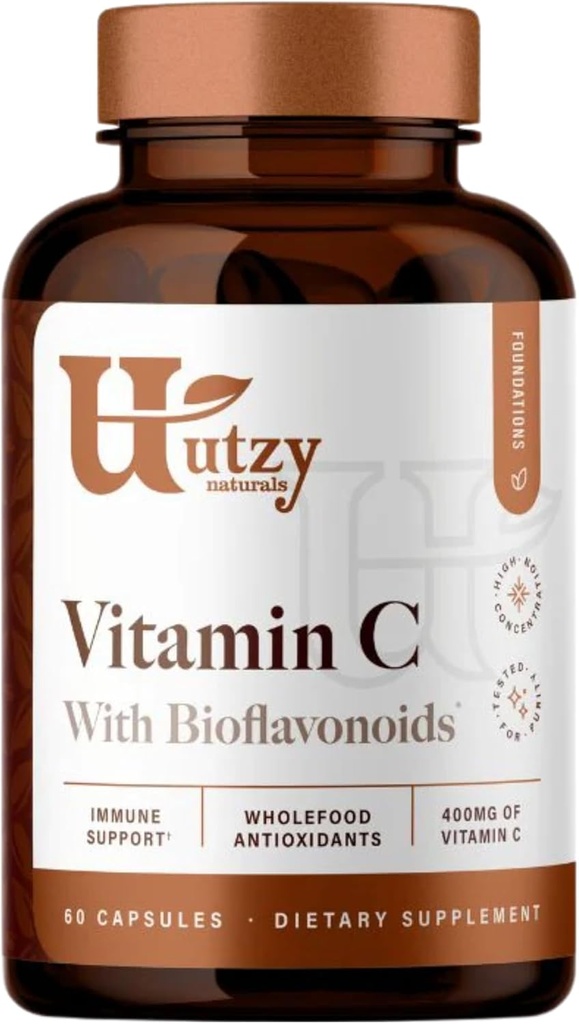 Utzy Naturals Naturals Vitamin C 复合体 | 400mg Vitamin C 配有 Acercola 和 Citrus Bioflavoids | 60 Capsules